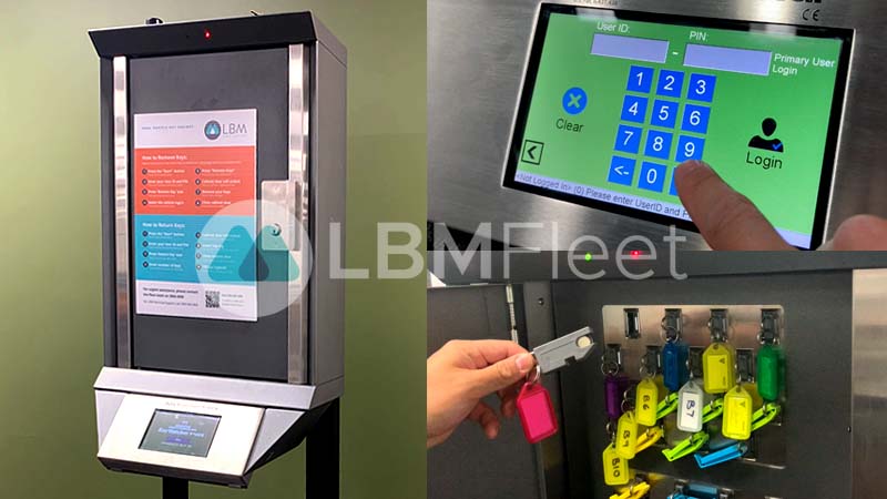 LBM's Key Cabinet Vending Machine showing login screen and how to access keys