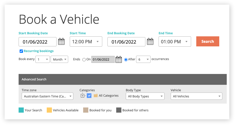 Screenshot of LBM Online Vehicle Booking System