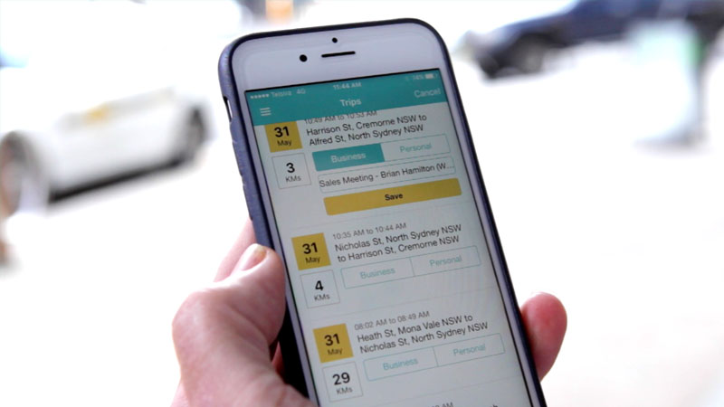 Screenshot of mobile vehicle logbook app