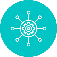 An innovative KeyHub™ icon showcasing gears in a turquoise circle.